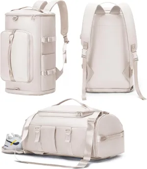 MIYCOO Gym Bag with Shoes Compartment and Wet Pocket - Sports Duffle for Men and Women, Travel Backpack Weekender Overnight Bag Beige