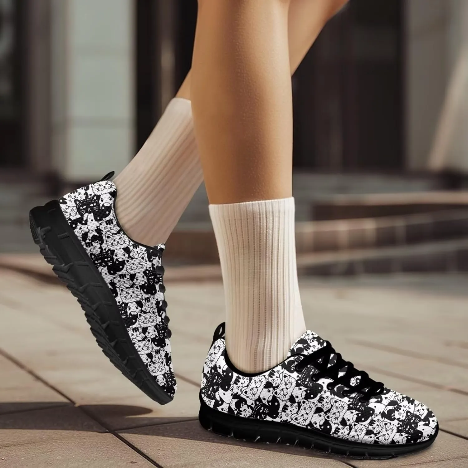 Modysero Soft Tennis Shoes for Women Shoes Lace Up Mesh Women Running Sneakers for Fall Outdoor Walking Sneakers