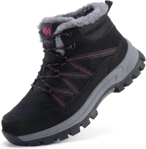 Moodeng Women Winter Boots Warm Comfortable Outdoor Ankle Boots Lace Up Hiking Boots Non-Slip Trekking Shoes