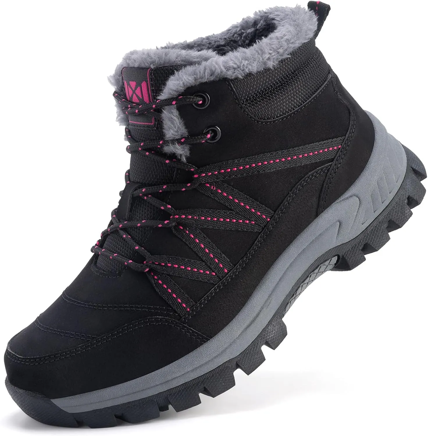 Moodeng Women Winter Boots Warm Comfortable Outdoor Ankle Boots Lace Up Hiking Boots Non-Slip Trekking Shoes