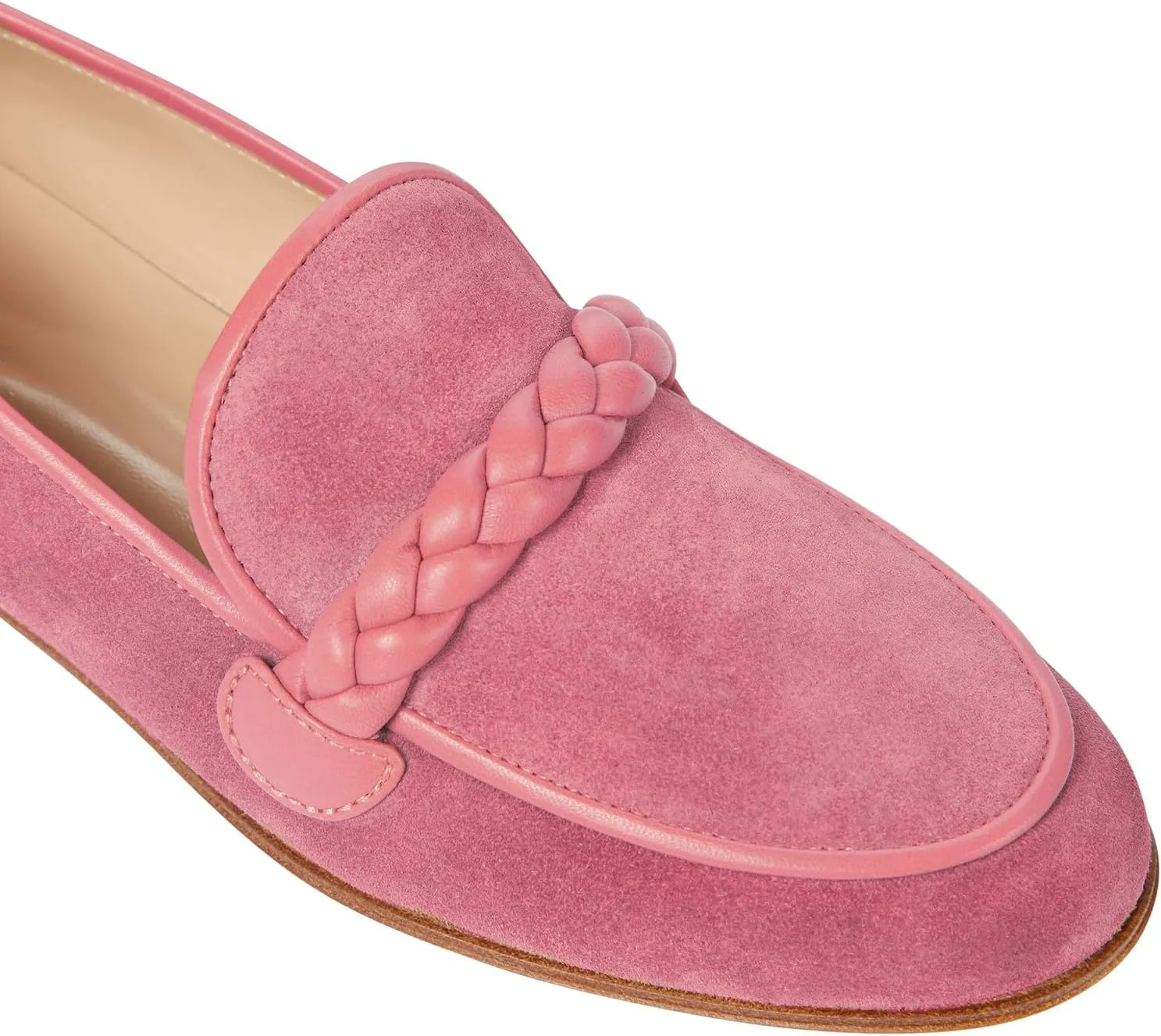 MOOMMO Women Comfortable Suede Loafer Flats Closed Round Toe Slip On Penny Loafers Knitted Strap Oxford Loafer Shoes for Office Ladies Work Daily Casual Club Driver Flats Spring Elegant 4-11 M US