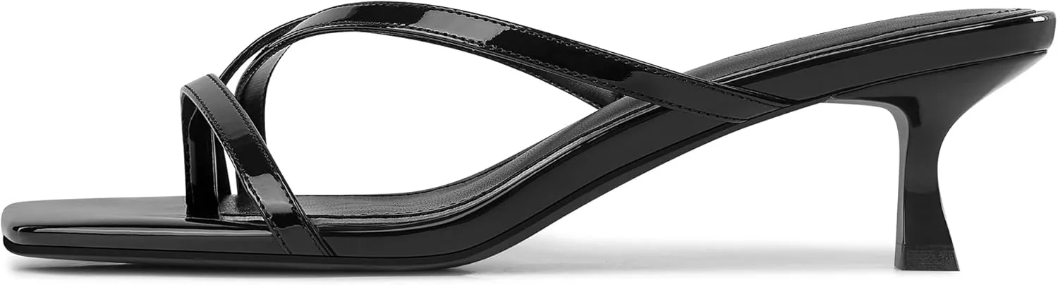 MUCCCUTE Kitten Heels for Women Square Open Toe Flip Flop Heels 2inch Thong Heeled Sandals
