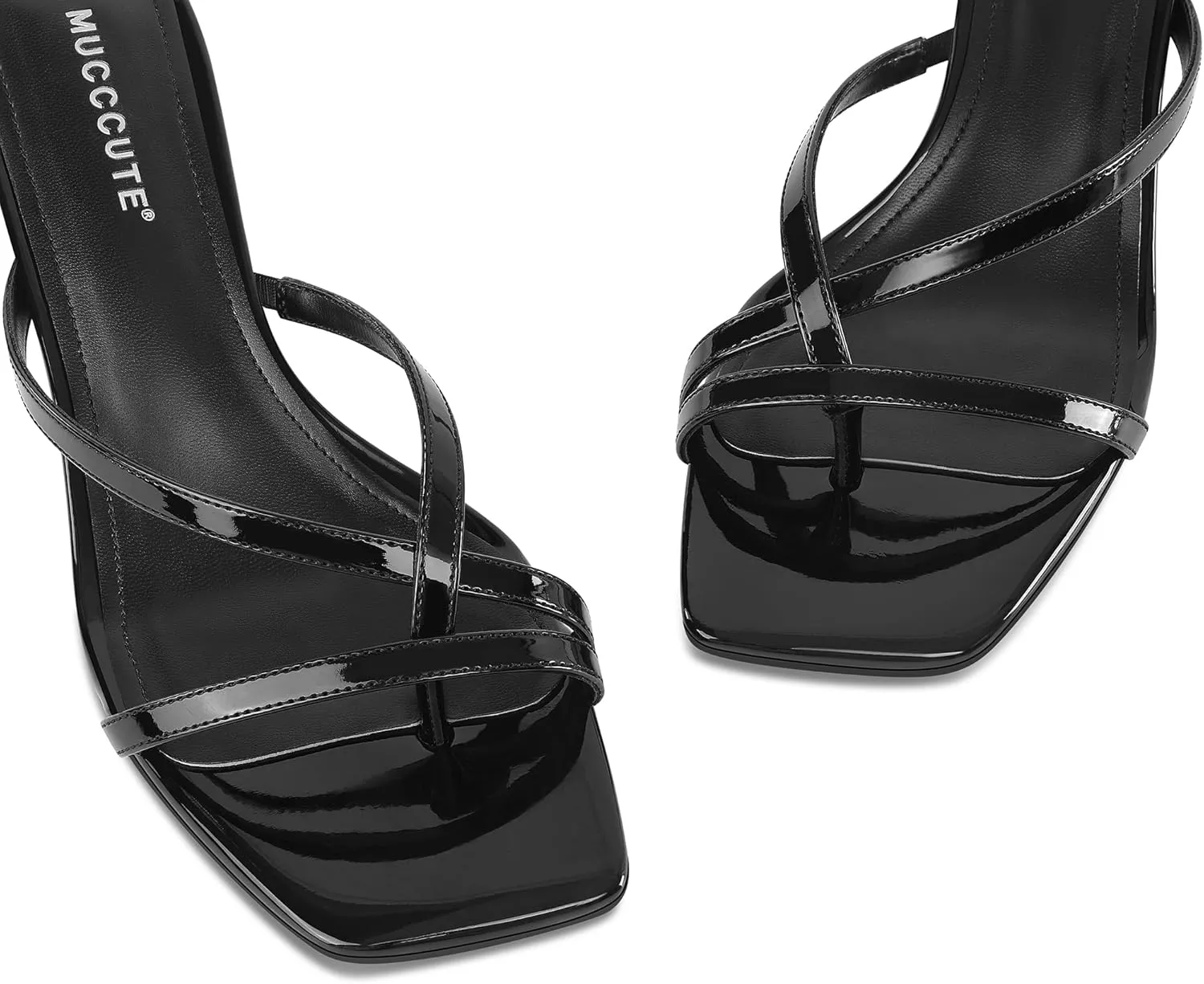 MUCCCUTE Kitten Heels for Women Square Open Toe Flip Flop Heels 2inch Thong Heeled Sandals