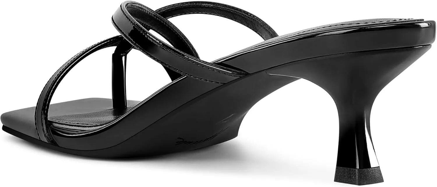 MUCCCUTE Kitten Heels for Women Square Open Toe Flip Flop Heels 2inch Thong Heeled Sandals