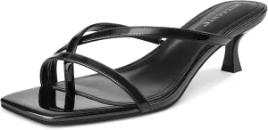 MUCCCUTE Kitten Heels for Women Square Open Toe Flip Flop Heels 2inch Thong Heeled Sandals