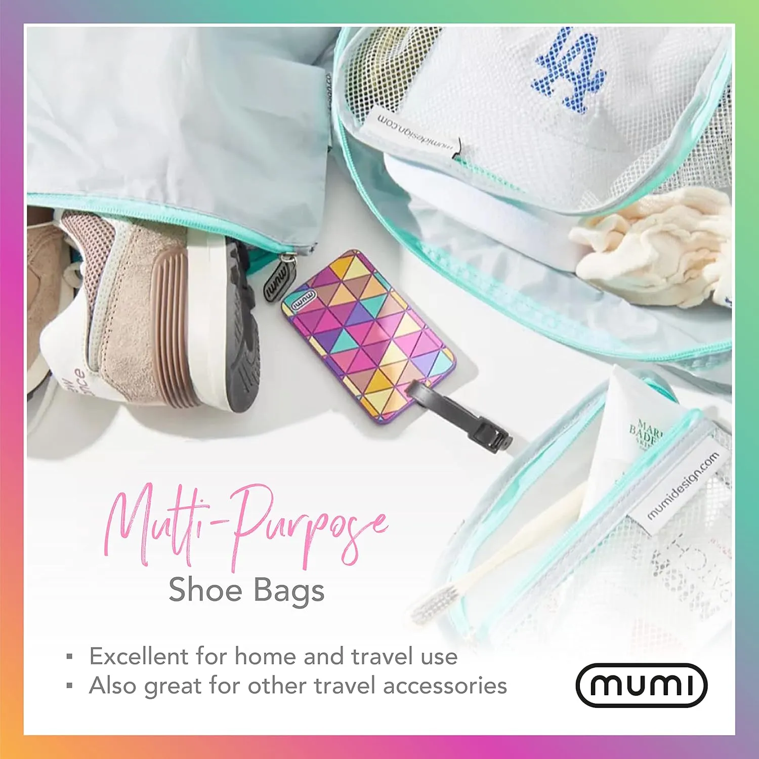 MUMI Travel Shoe Bags – Set of 2 Waterproof Shoe Bag for Travel, Gym & Packing | Lightweight Organizer for Shoes Storage & Closet | For Men & Women, Shoes Packing Bags for Luggage (Orange)