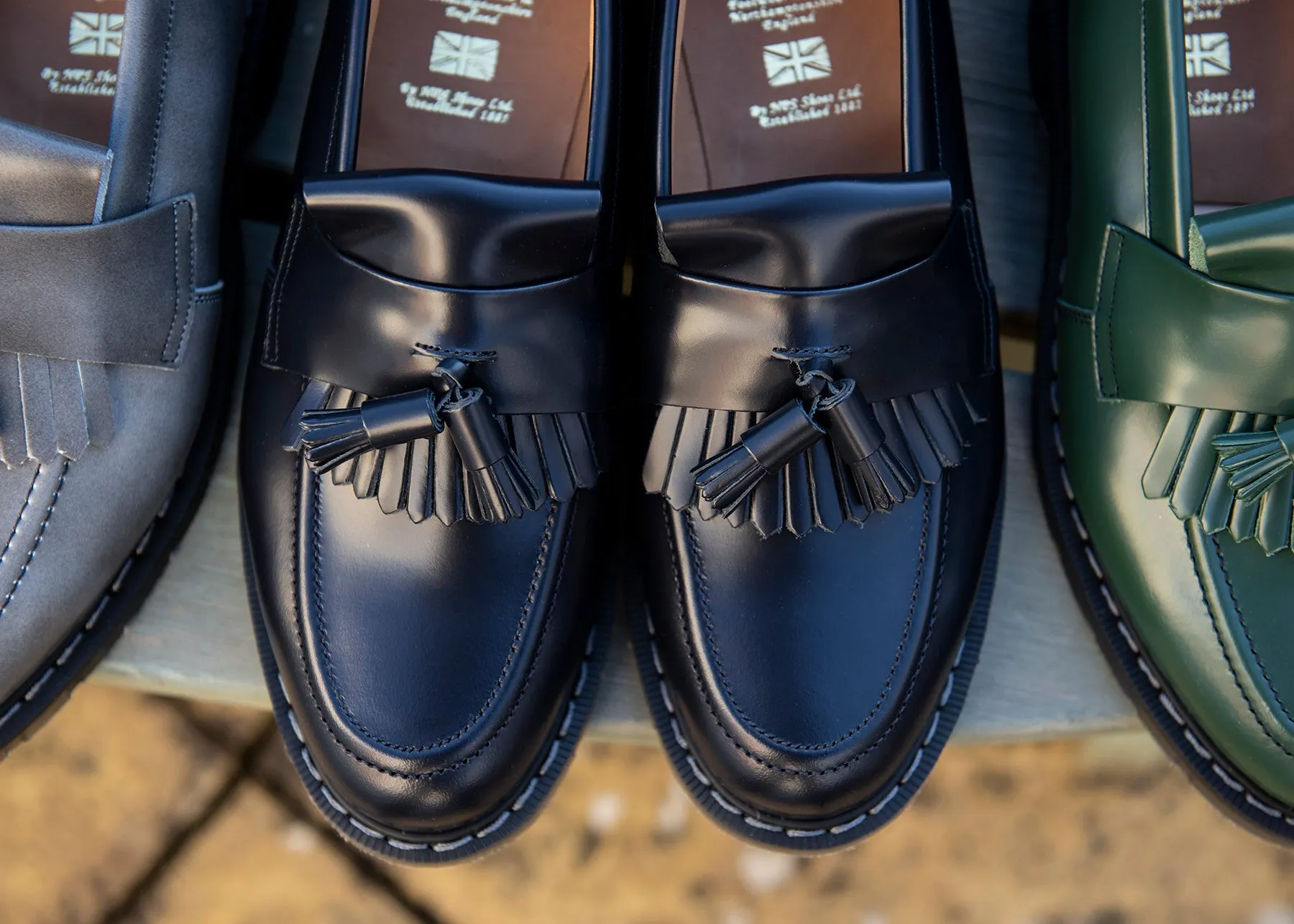 Navy Hi-Shine Tassel Loafer