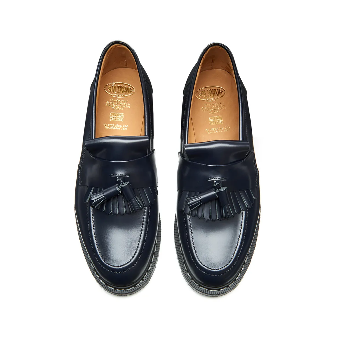 Navy Hi-Shine Tassel Loafer