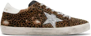 nesho Women's Sports Sneakers Leather Leopard-Print Casual Shoes Slide