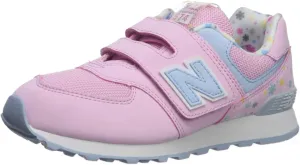 New Balance Kid's 574 V1 Synthetic Hook and Loop Sneaker, Crystal Rose/Summer Sky, 6.5 Wide