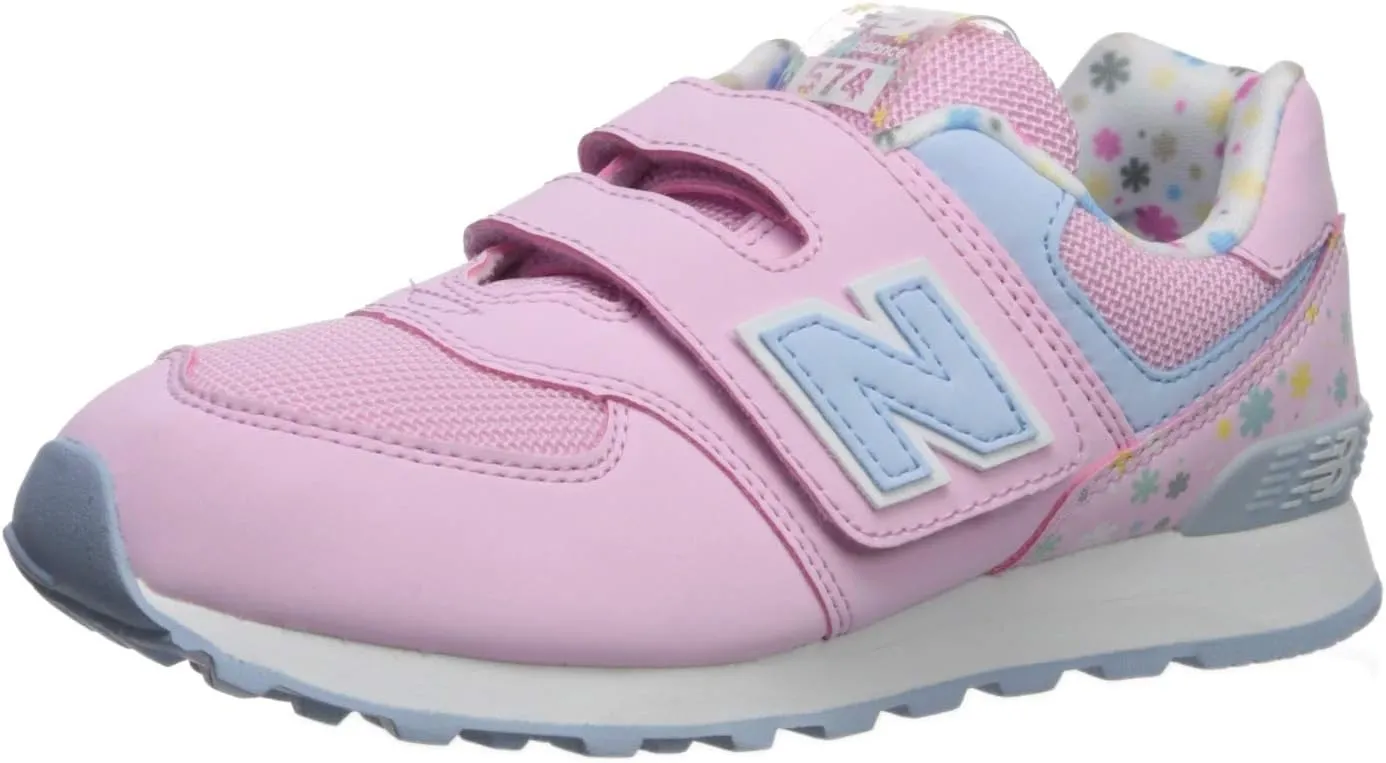 New Balance Kid's 574 V1 Synthetic Hook and Loop Sneaker, Crystal Rose/Summer Sky, 6.5 Wide