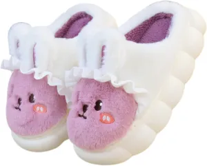 New Winter Cartoon Cute Rabbit Soft Cute Cute Plush Slippers, Heel Wrapped Cotton Slippers, Home Anti slip and Warm Cotton Shoes for Women