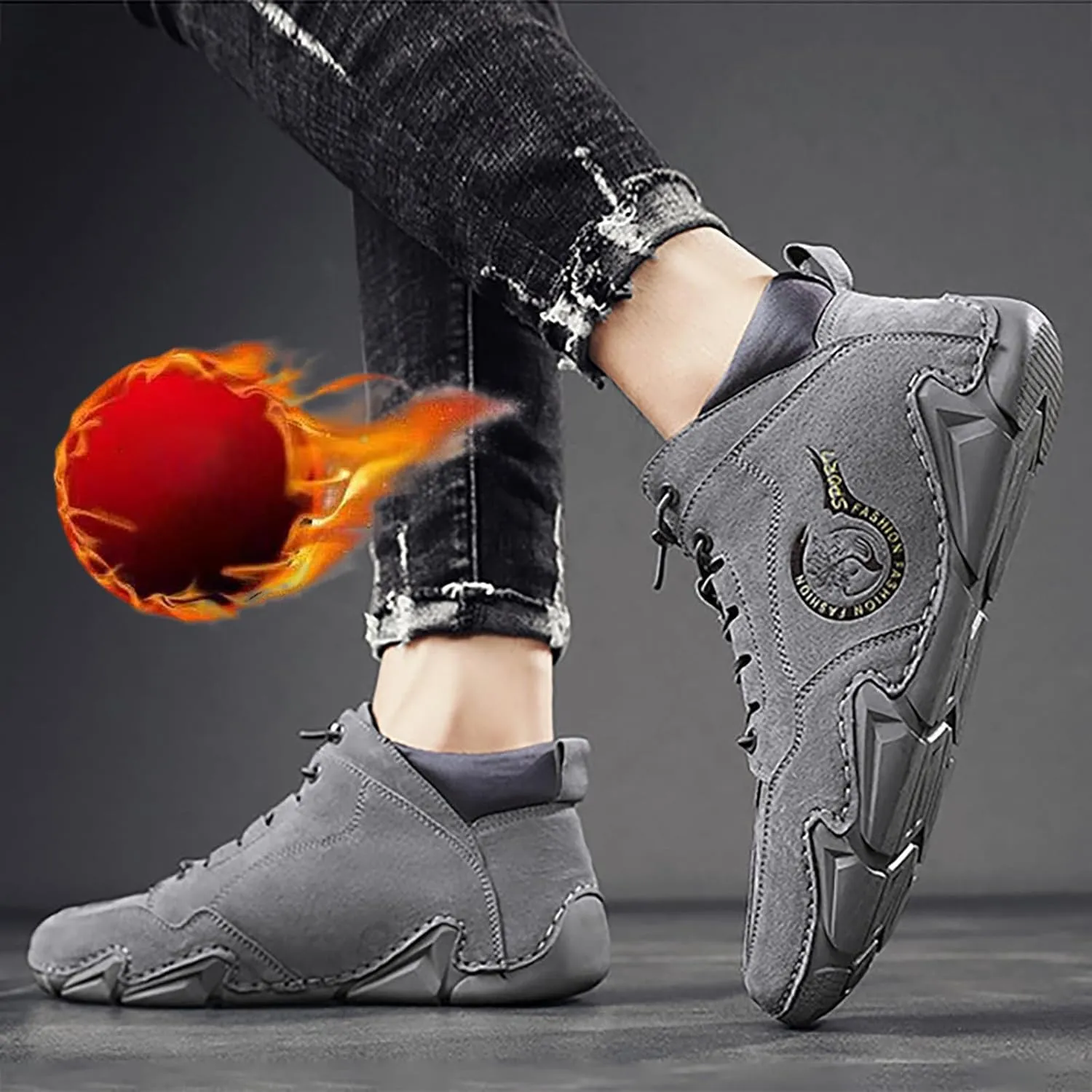 New Winter Men's Padded Leather Korean High Top Short Boots Sport Shoes Sneaker Shoes Men Men Shoes Men Shoes