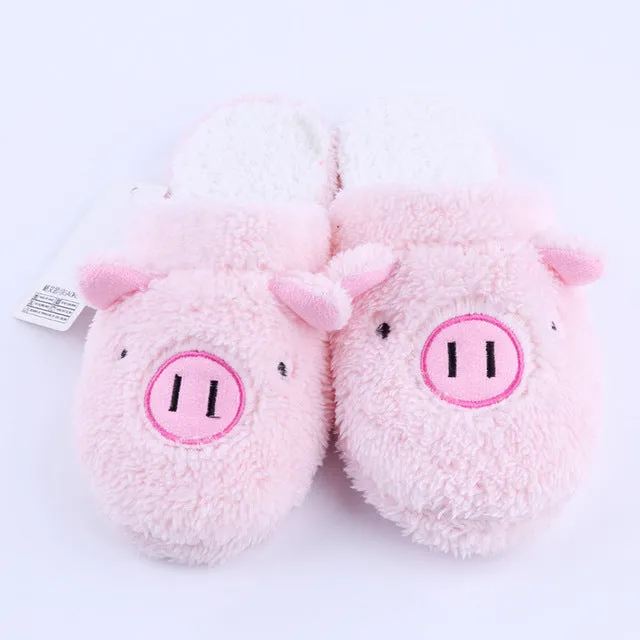 New Winter Women's Slipper Home Shoes For Women Chinelos Pantufas Adulto Fashion Lovely Bear Pig Indoor House Slippers With Fur