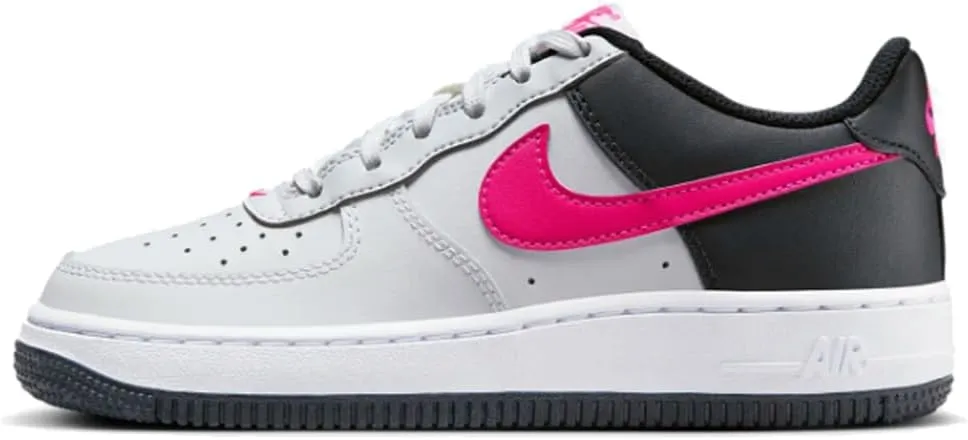 Nike Air Force 1 Big Kids' Shoes (CT3839-109, White/Dark Obsidian/Fierce Pink) Size 7