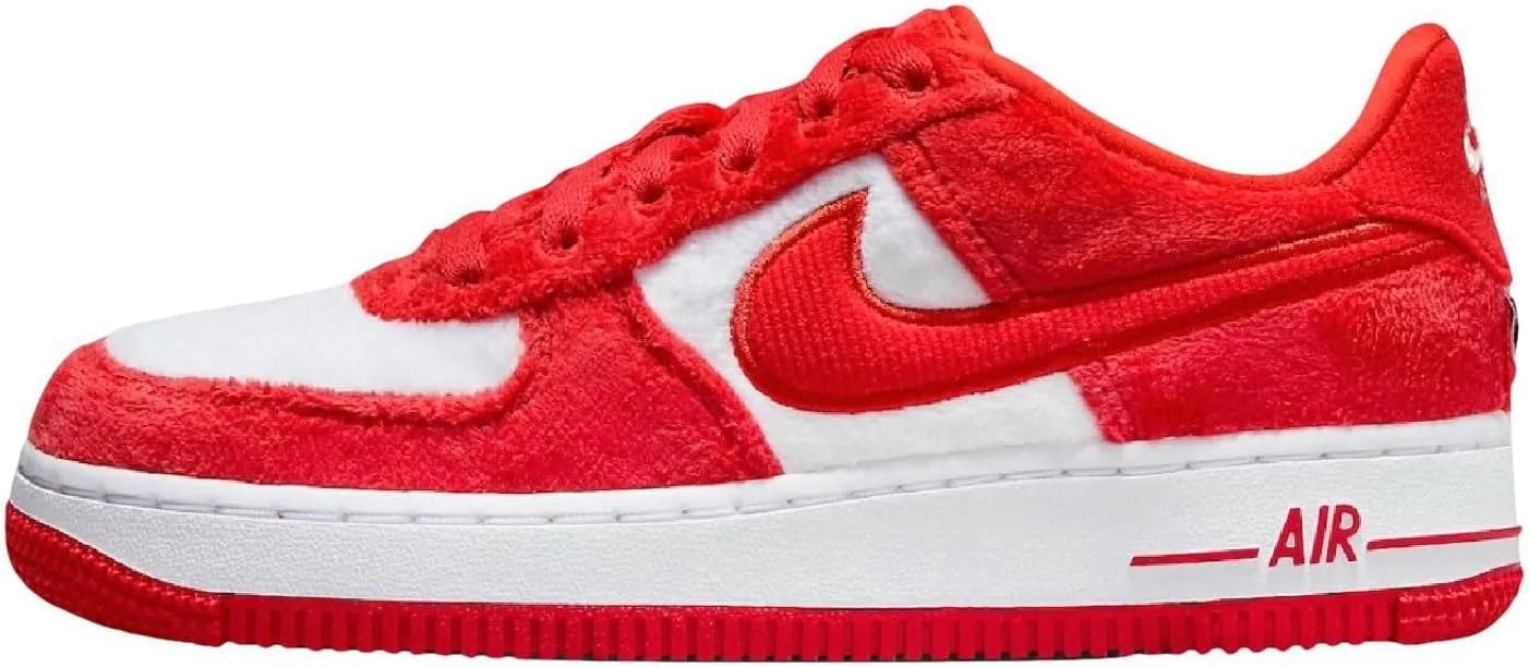 Nike Air Force 1 Big Kids' Shoes (FZ3552-612, Fire Red/White/Pink Foam/Light Crimson) Size 3.5