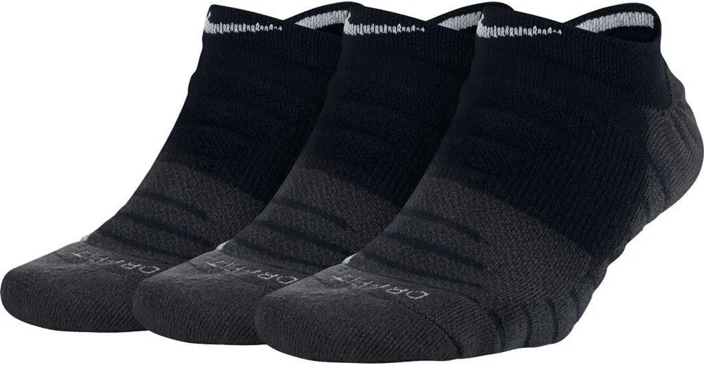 Nike Dry Cushion No-Show Training Socks (3 Pair) (Medium, Black)