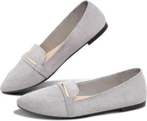 Obtaom Women's Pointy Toe Loafer Flat Comfortable Faux Suede Work Shoes,Cute Penny Loafer Slip On Ballet Flat