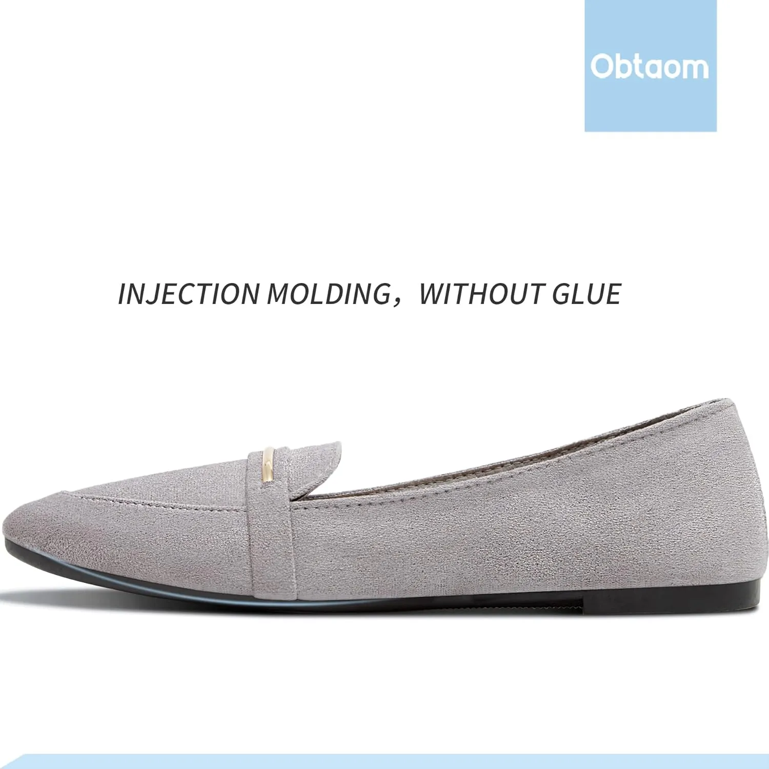 Obtaom Women's Pointy Toe Loafer Flat Comfortable Faux Suede Work Shoes,Cute Penny Loafer Slip On Ballet Flat