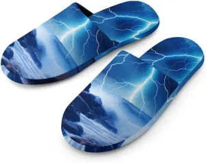 Ocean Thundering Storm House Slippers for Men Warm Plush Slip On Slipper for Indoor Outdoor