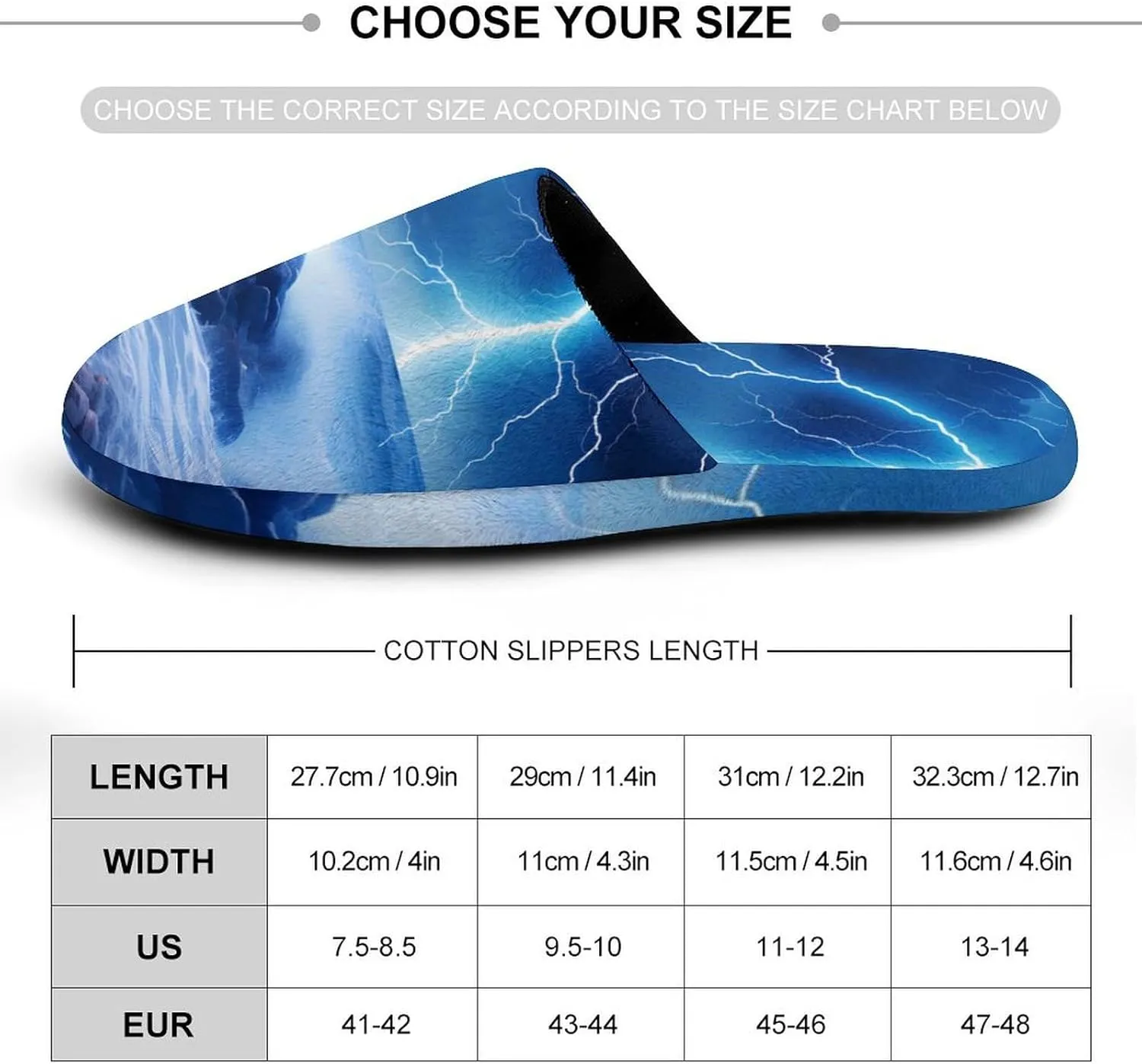 Ocean Thundering Storm House Slippers for Men Warm Plush Slip On Slipper for Indoor Outdoor