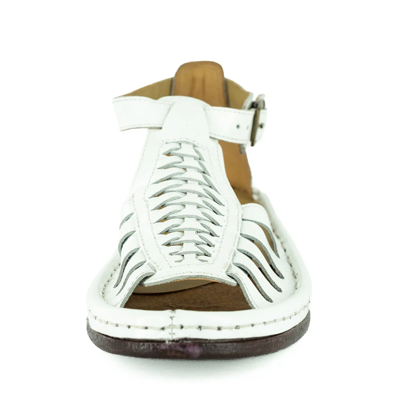 OLOM001 : Leather Sandal in White Soft Saddle