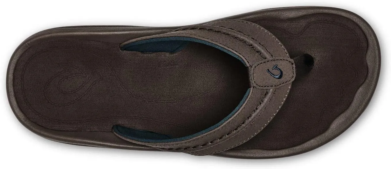 OLUKAI Hokua Men's Beach Sandals, Quick-Dry Flip-Flop Slides, Water Resistant & Wet Grip Rubber Soles, Compression Molded Footbed & Soft Comfort Fit
