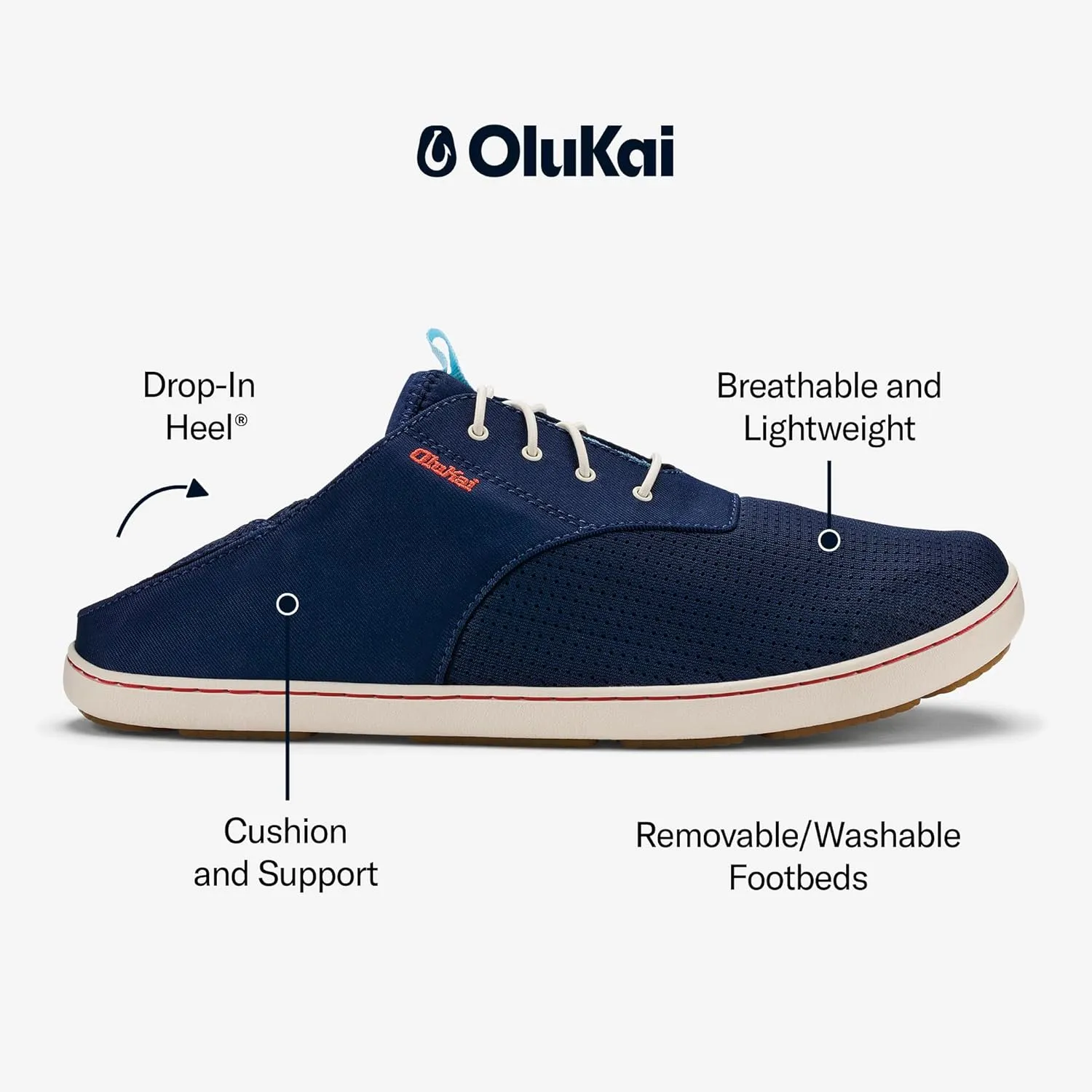 OLUKAI Nohea Moku Men's No Tie Boat Shoes, Breathable & Quick Dry Mesh, Effortless Design & Barefoot Wearability, All-Day Comfort & Support