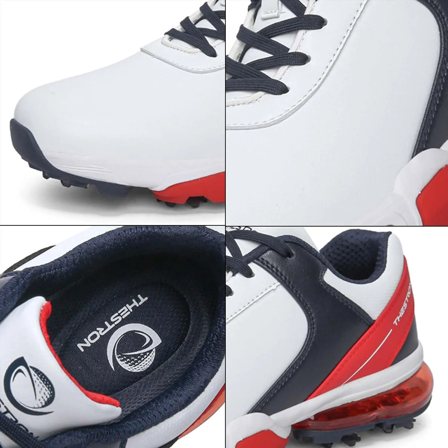 ONAIC Golf Shoes Men with Spikes Leather Golf Shoes Waterproof for Outdoor Trainers Golfing