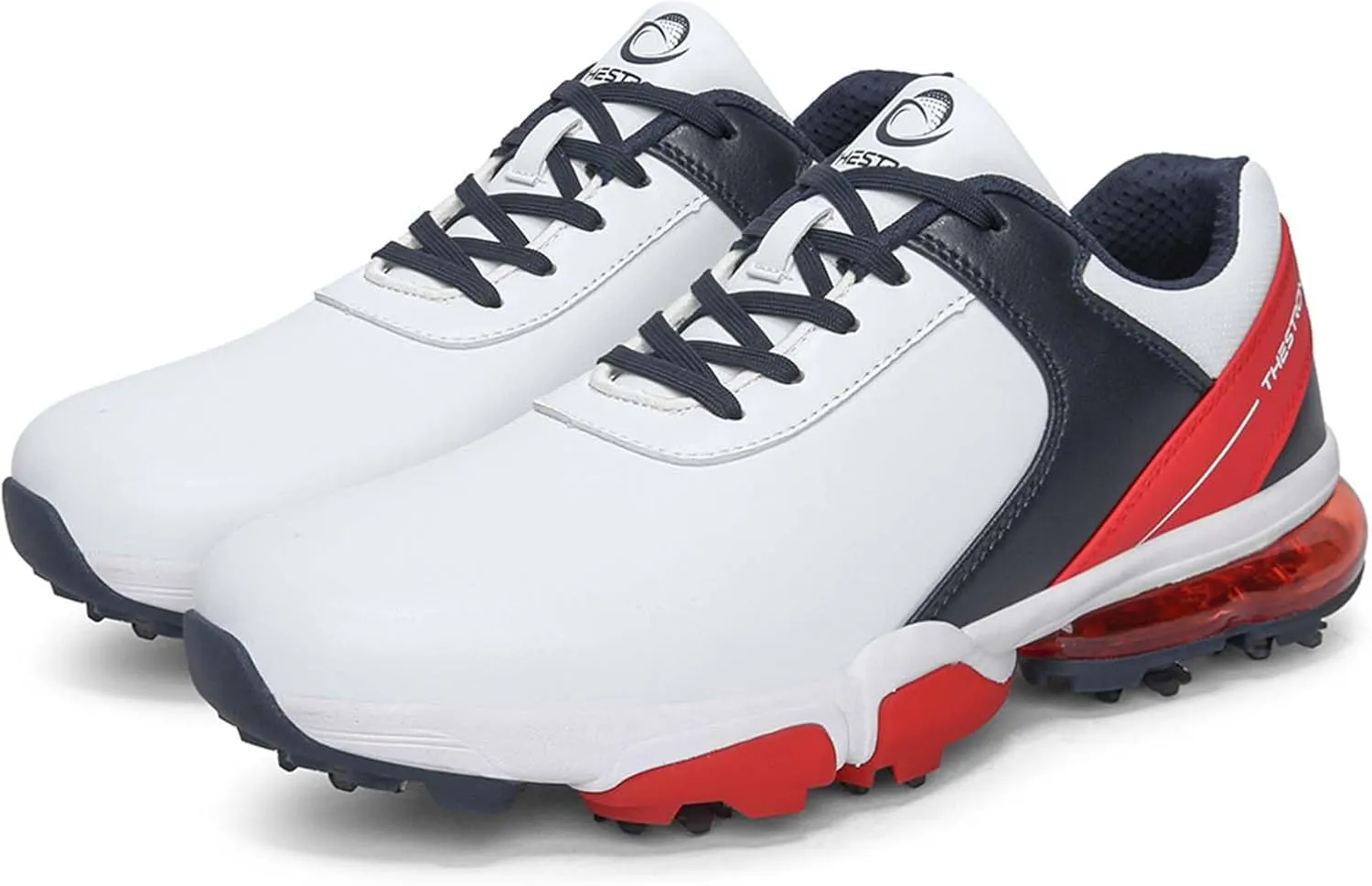ONAIC Golf Shoes Men with Spikes Leather Golf Shoes Waterproof for Outdoor Trainers Golfing