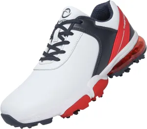 ONAIC Golf Shoes Men with Spikes Leather Golf Shoes Waterproof for Outdoor Trainers Golfing