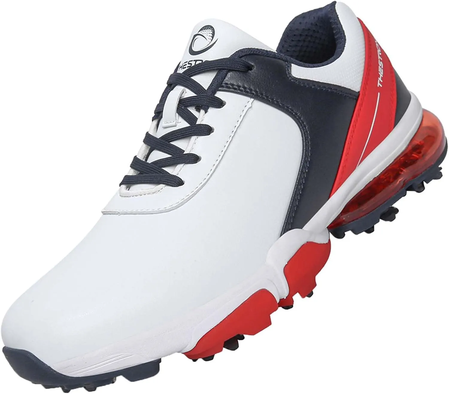 ONAIC Golf Shoes Men with Spikes Leather Golf Shoes Waterproof for Outdoor Trainers Golfing