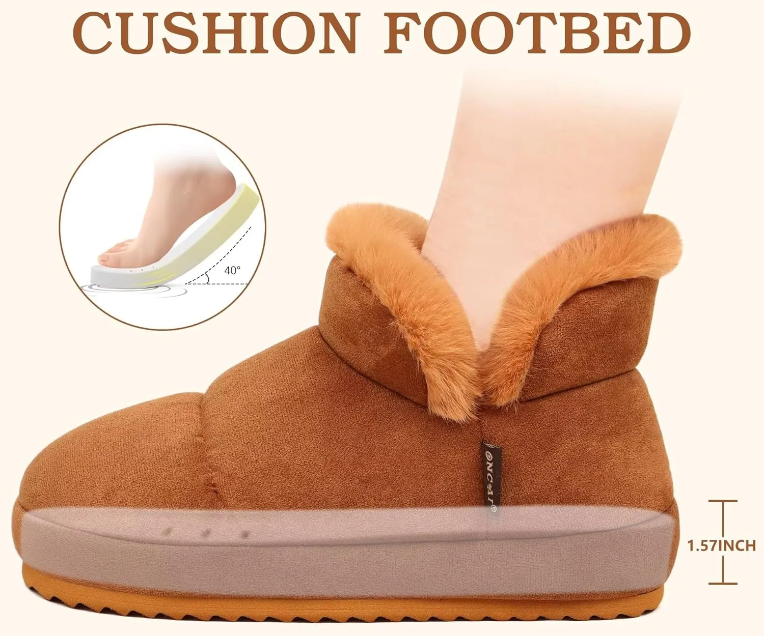 ONCAI Womens Slippers House Slippers for Woman Slipper Boots for Women Ladies Winter Fuzzy Warm Bootie Indoor Outdoor