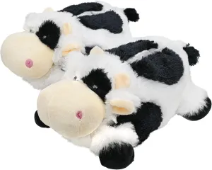 Onmygogo Indoor Fuzzy Winter Animal Panda and Cow Plush Slippers for Adult Women Men Boys Girls Kids