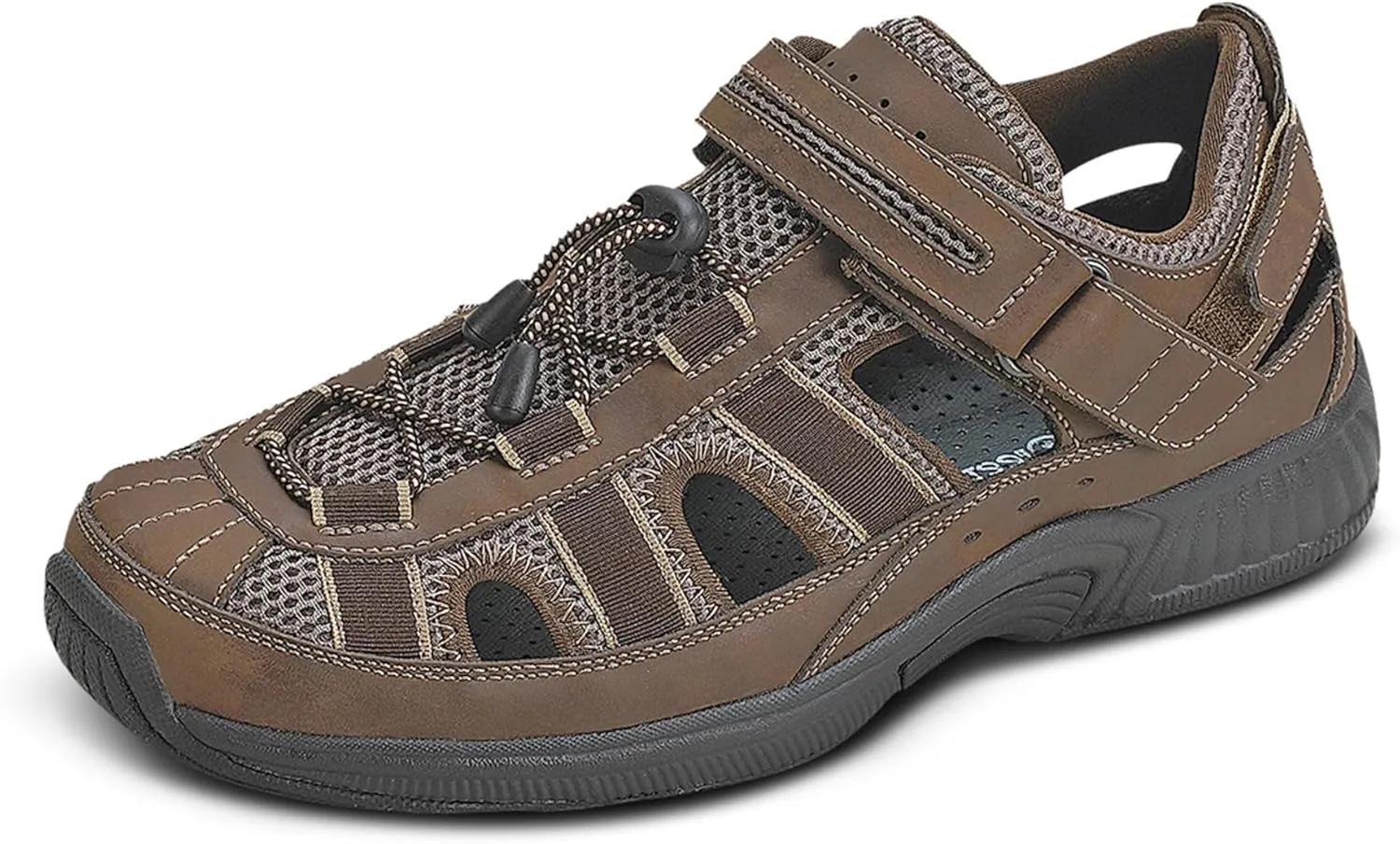 Orthofeet Men's Orthopedic Brown Leather Clearwater Sandals, Size 7 Wide