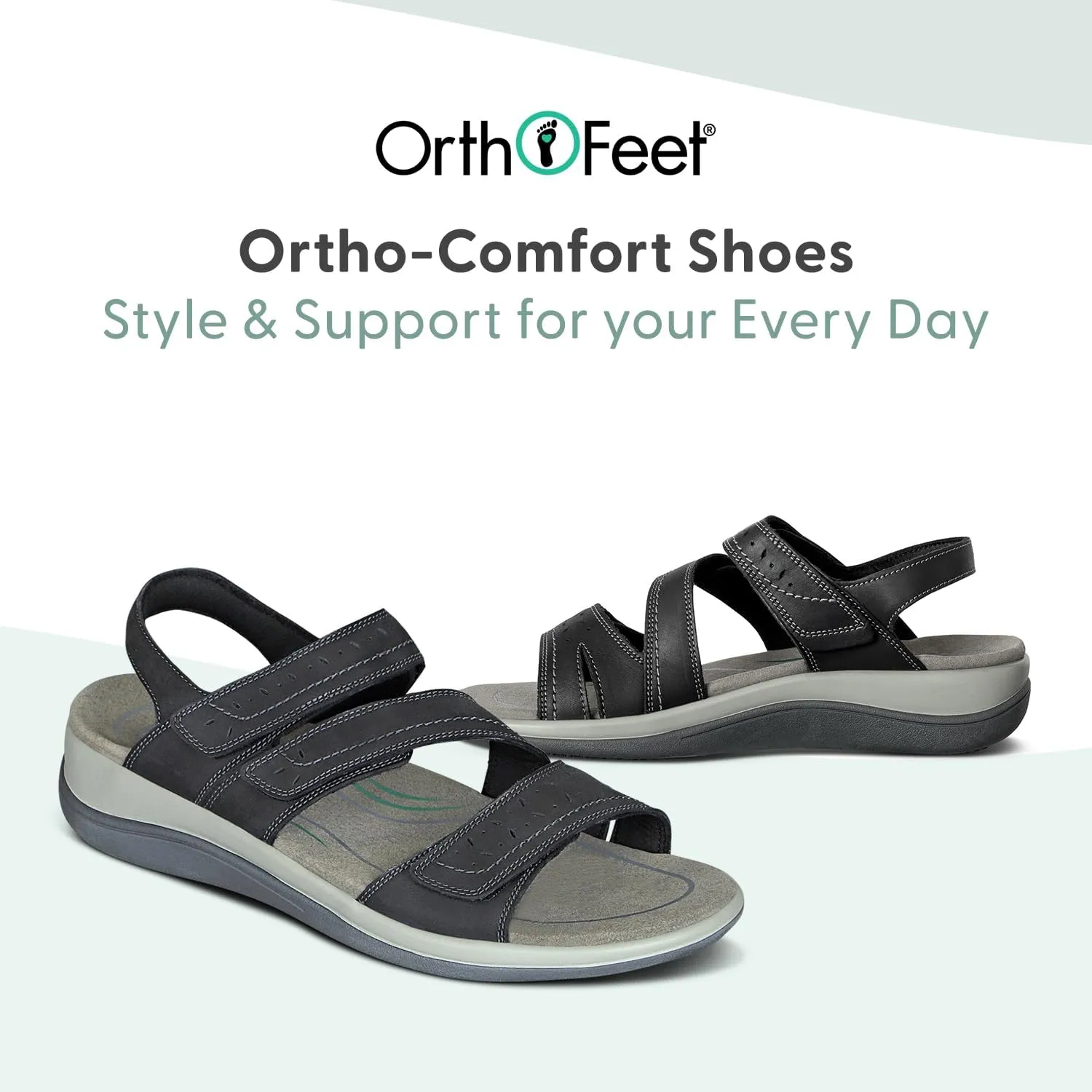 Orthofeet Women's Orthopedic Leather Adjustable Naxos Sandals