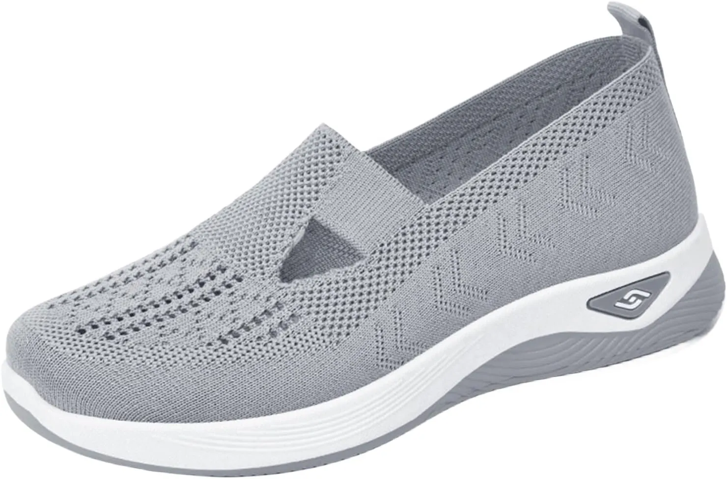 Orthopedic Shoes for Women Breathable Mesh Knitted Woven Low Top Walking Shoes Hands Free Slip On Sneakers Soft Sole Arch Support Non-Slip Shoe Diabetic Foam Walking Shoe