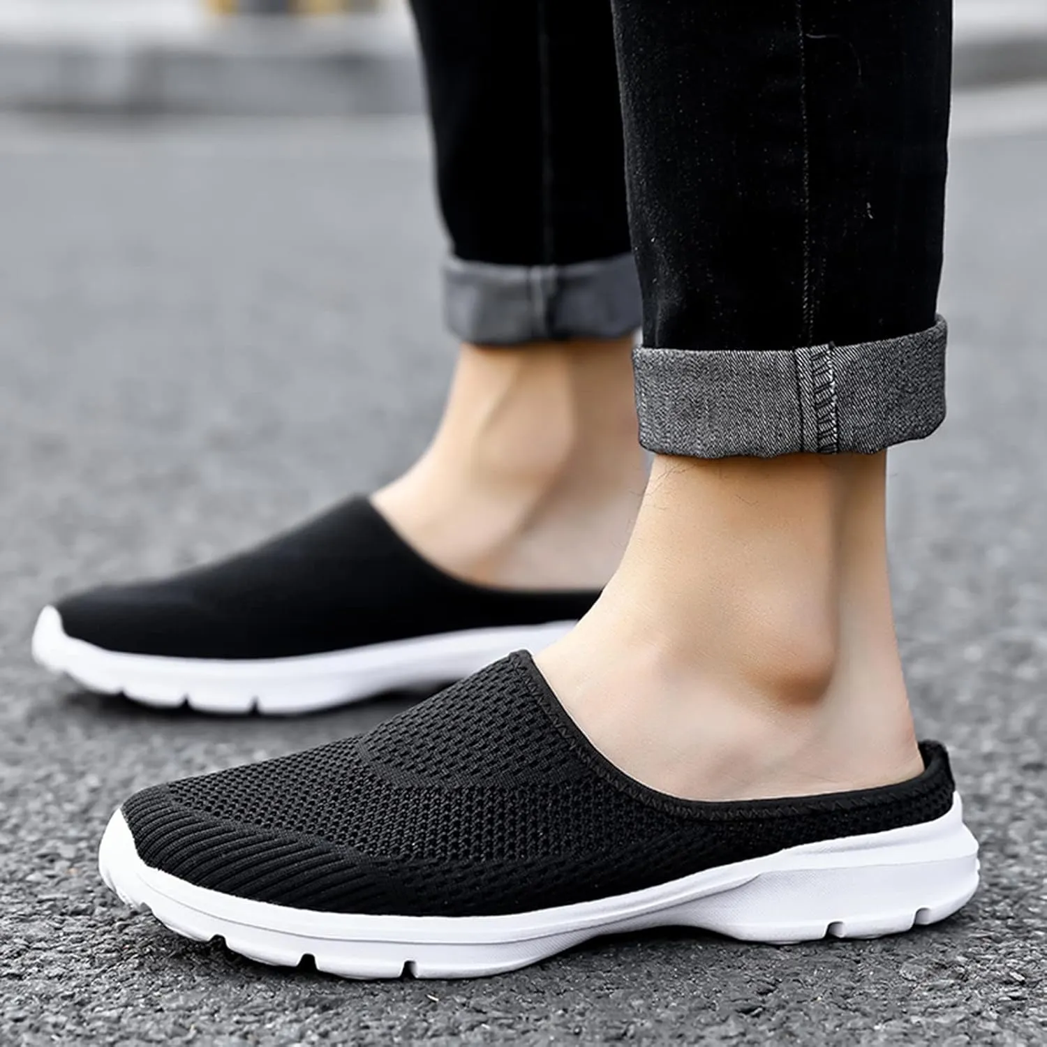 Orthopedic Slip On Shoes for Women Knitted Mesh Casual Mules Lightweight Breathable Sneakers Loafer Slingback Walking Shoes