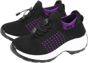Orthopedic Sneakers for Women Men Adjustable Elastic Strap Trainers Shoes,Lightweight Breathable Damping Air Cushion Sneakers Non-Slip Platform Waterproof Comfort Soles Sports Shoes with Arch Support