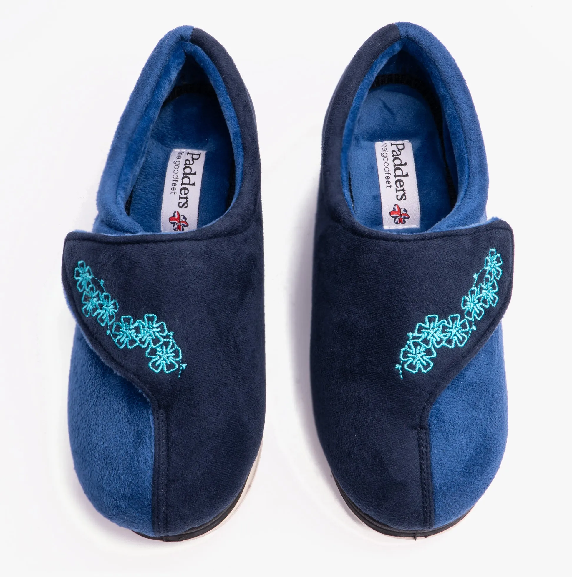 Padders HUG Womens (EE Fit) Touch Fasten Slippers Royal