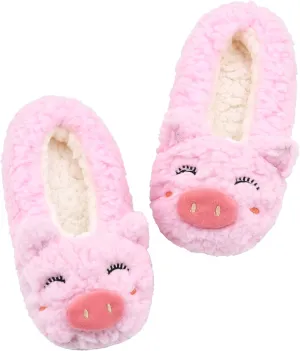 Panda Bros Kid's Animal Slipper Socks, Cartoon Cozy Fleece Indoor Slipper, Fluzzy Warm bedroom Shoes