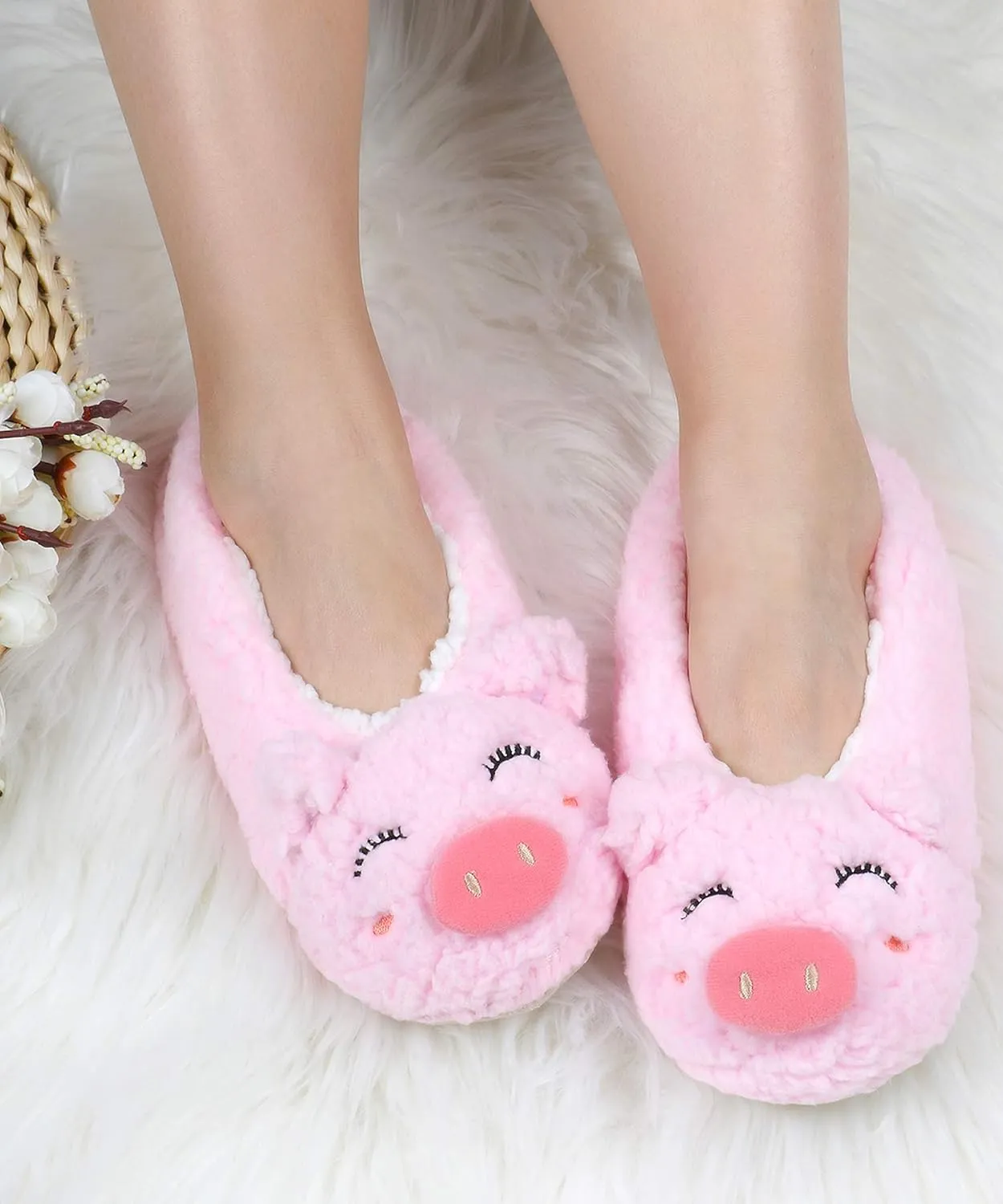 Panda Bros Kid's Animal Slipper Socks, Cartoon Cozy Fleece Indoor Slipper, Fluzzy Warm bedroom Shoes