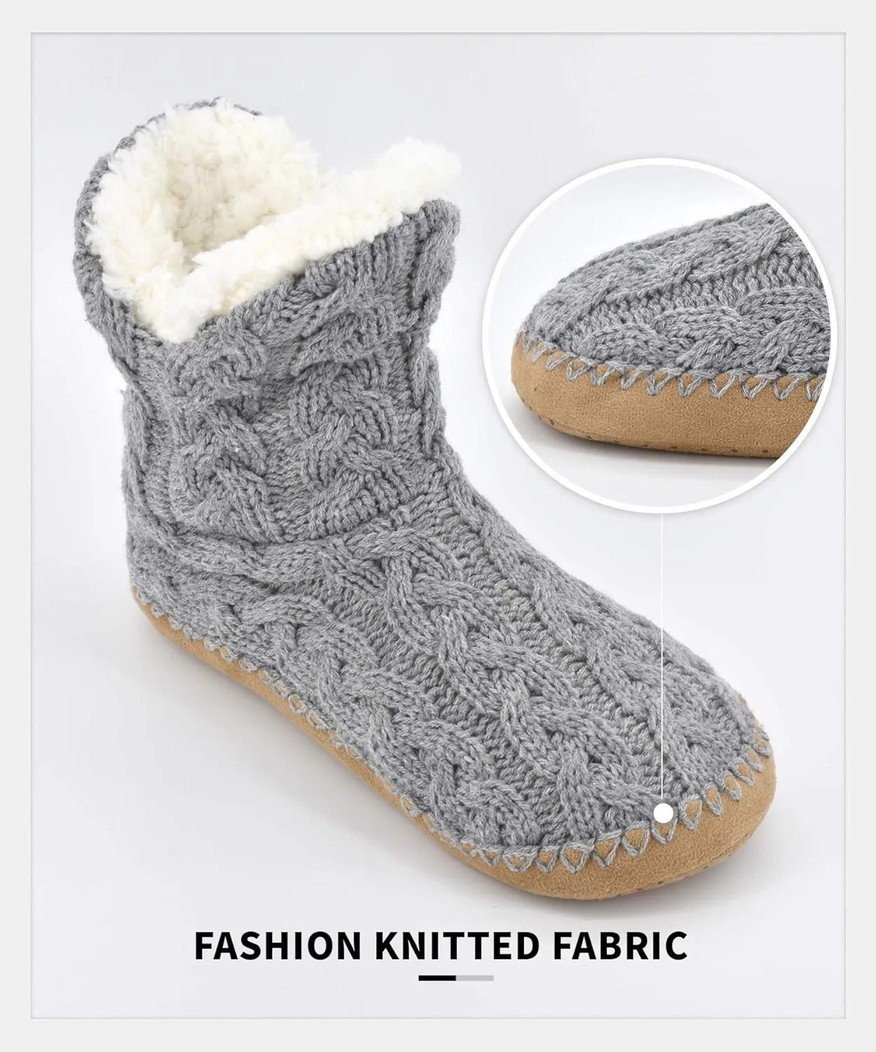 Panda Bros Slipper Socks For Women With Grippers, Fuzzy Womens Slipper Booties With Non Slip Bottoms, Cozy Warm House Slippers