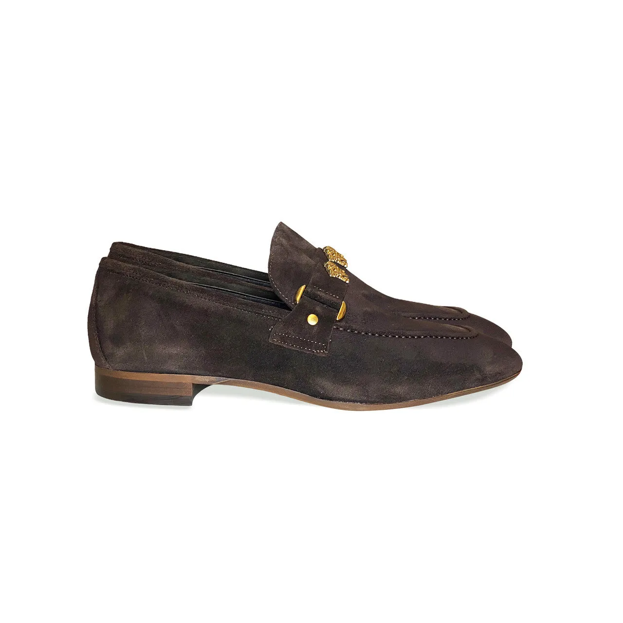 Pelle Line Lucas- Loafer with Medusa ornament- Brown Suede