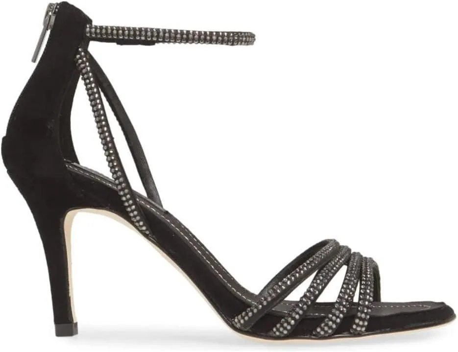 Pelle Moda Roux Black Satin Kid Suede Sandals