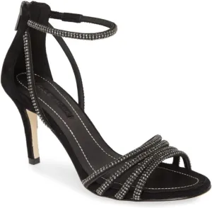 Pelle Moda Roux Black Satin Kid Suede Sandals