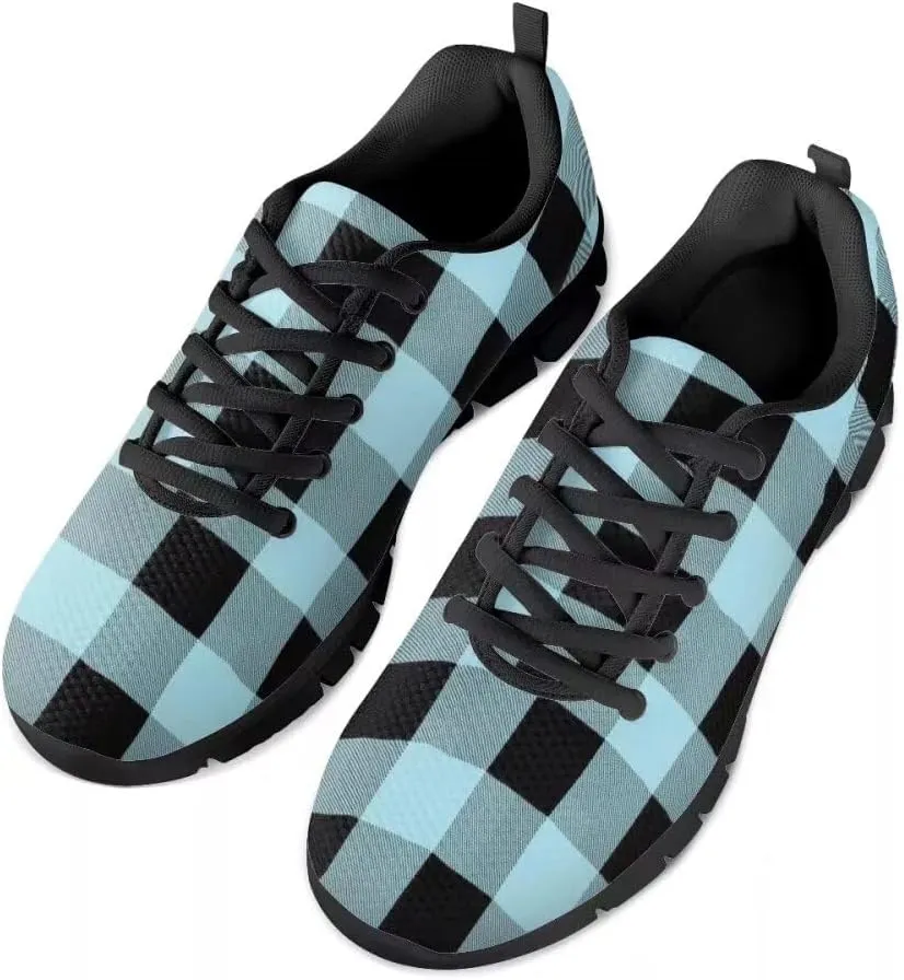 PinUp Angel Women's Buffalo Plaid Walking Shoes Lightweight Comfy Sports Running Work Sneaker