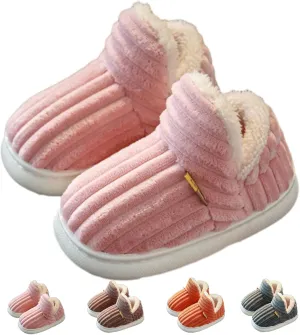 Pluffi Slipper Booties Kids, Winter Fuzzy Plush Warm Cute Non-Slip Thick-Soled Cozy Stylish Children House Shoes For Boys And Girls