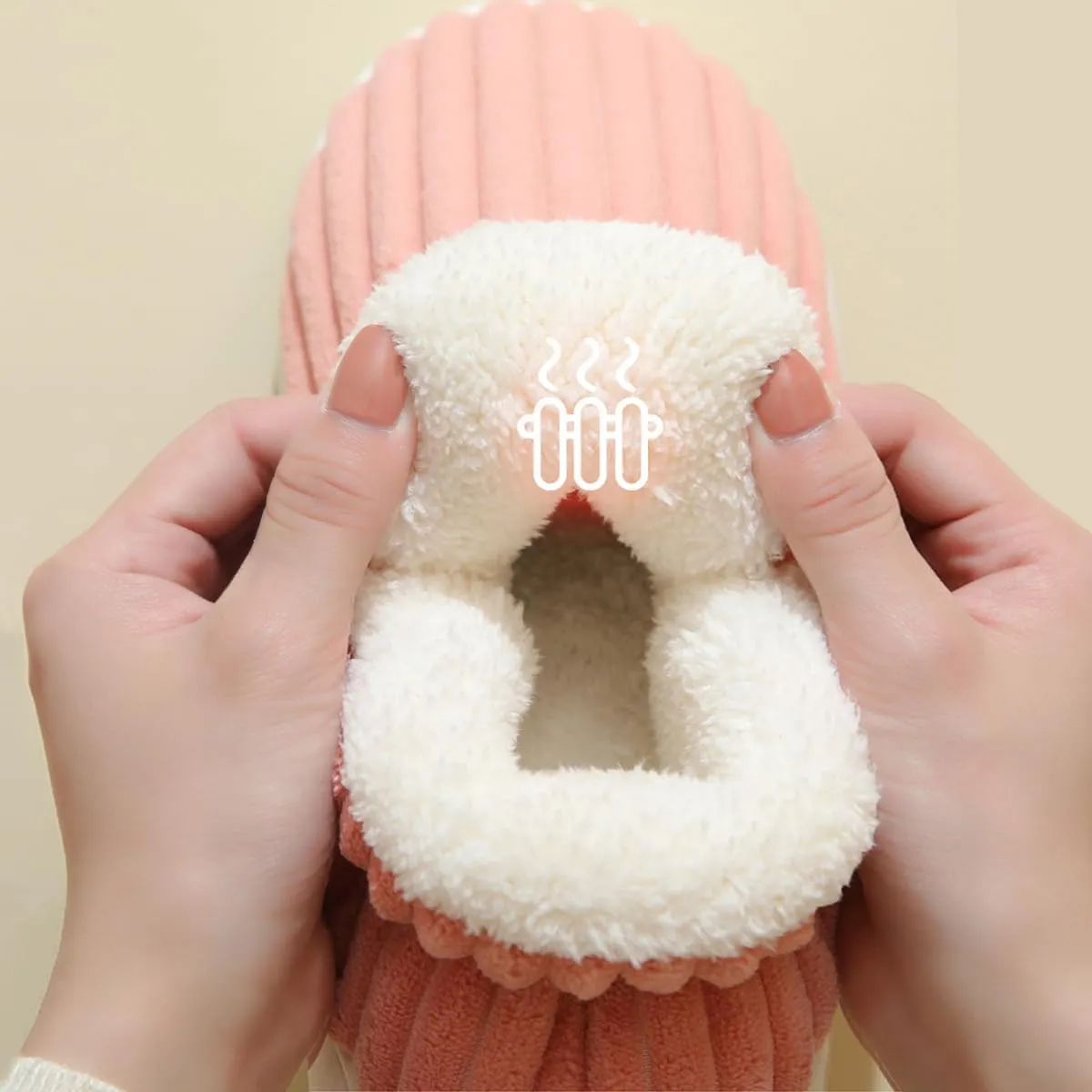Pluffi Slipper Booties Women Men, Winter Thick Plush Warm Anti-Slip Cloud Slides,Striped Ankle Heeled Sandals Shoes