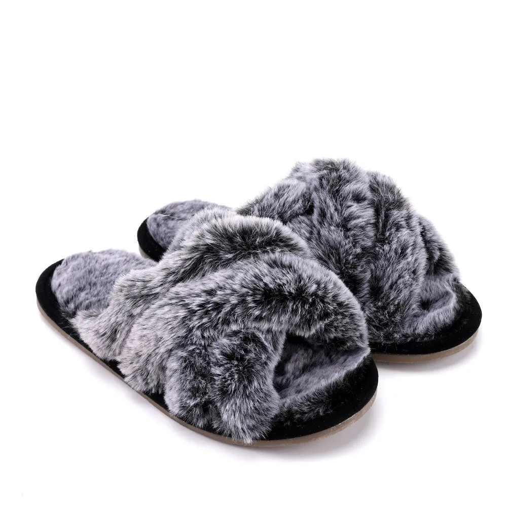 Plush Criss-Cross Slipper - Hard Sole